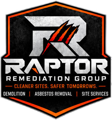Raptor Remediation Group badge: demolition, asbestos removal, site services